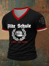 Männer Alte Schule Eisernes Kreuz bedrucktes Kurzarm-T-Shirt